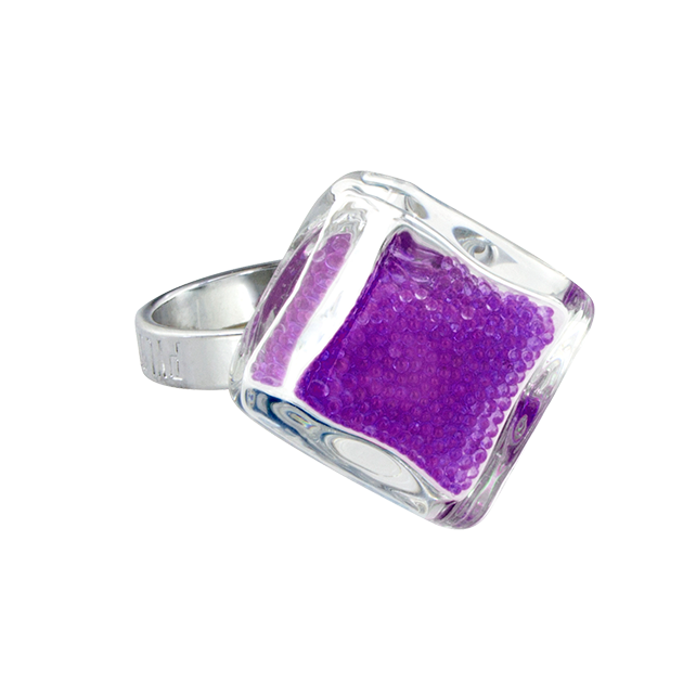Bague en verre soufflée - Losange Nano Billes