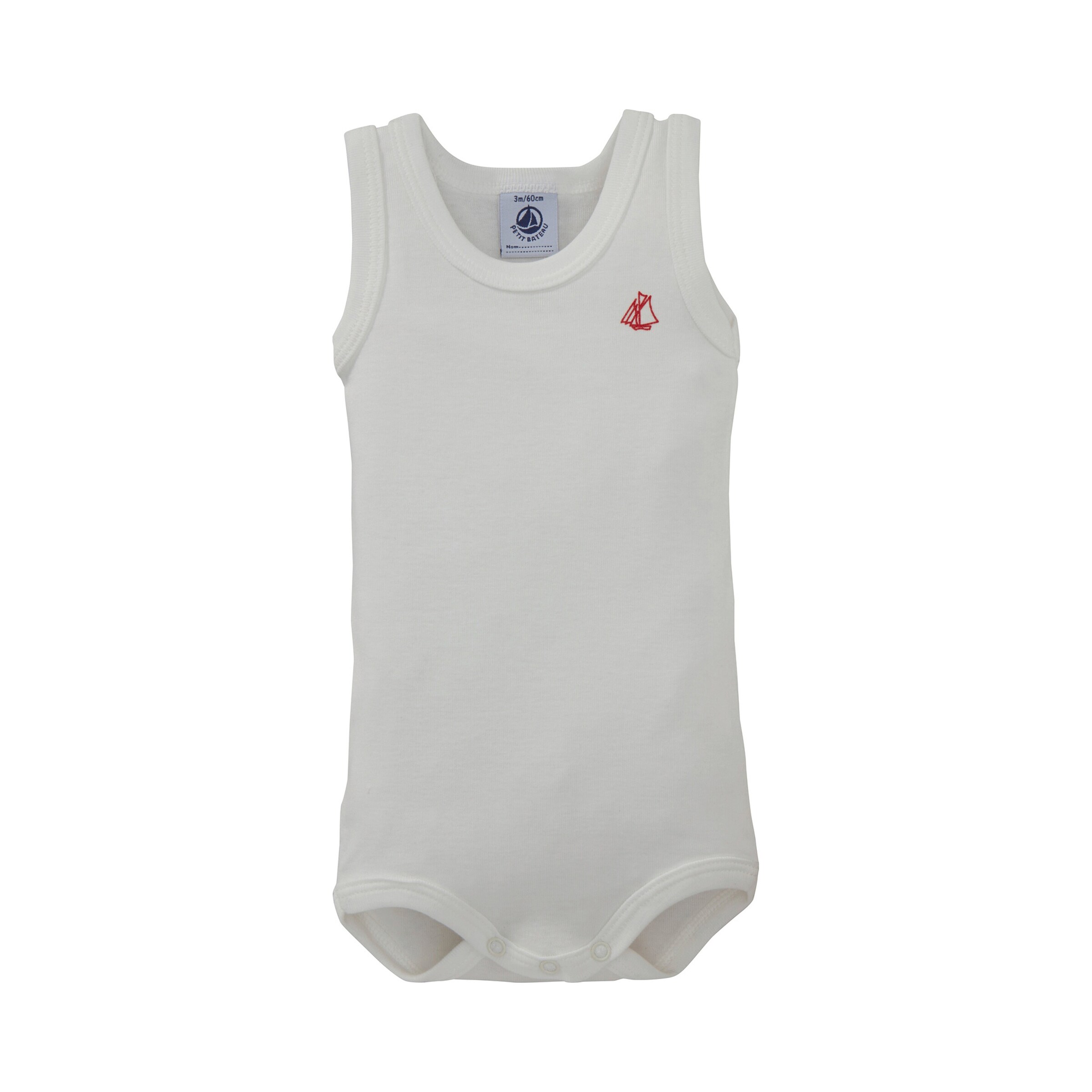 Petit Bateau 3er-Pack Bodys ohne Arm Uni Ringel Streifen