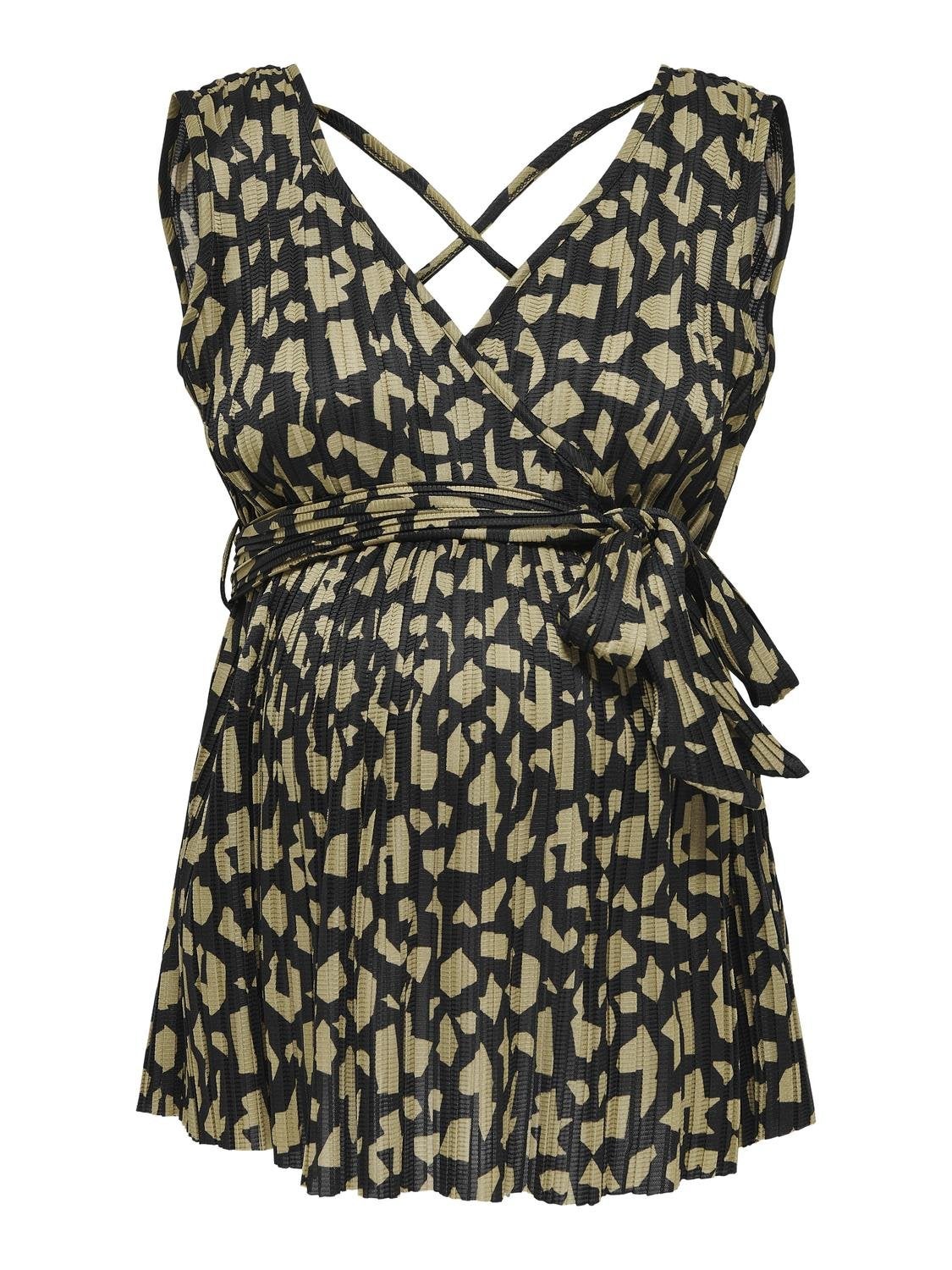OLMSAFARI Plissiertes Top Black