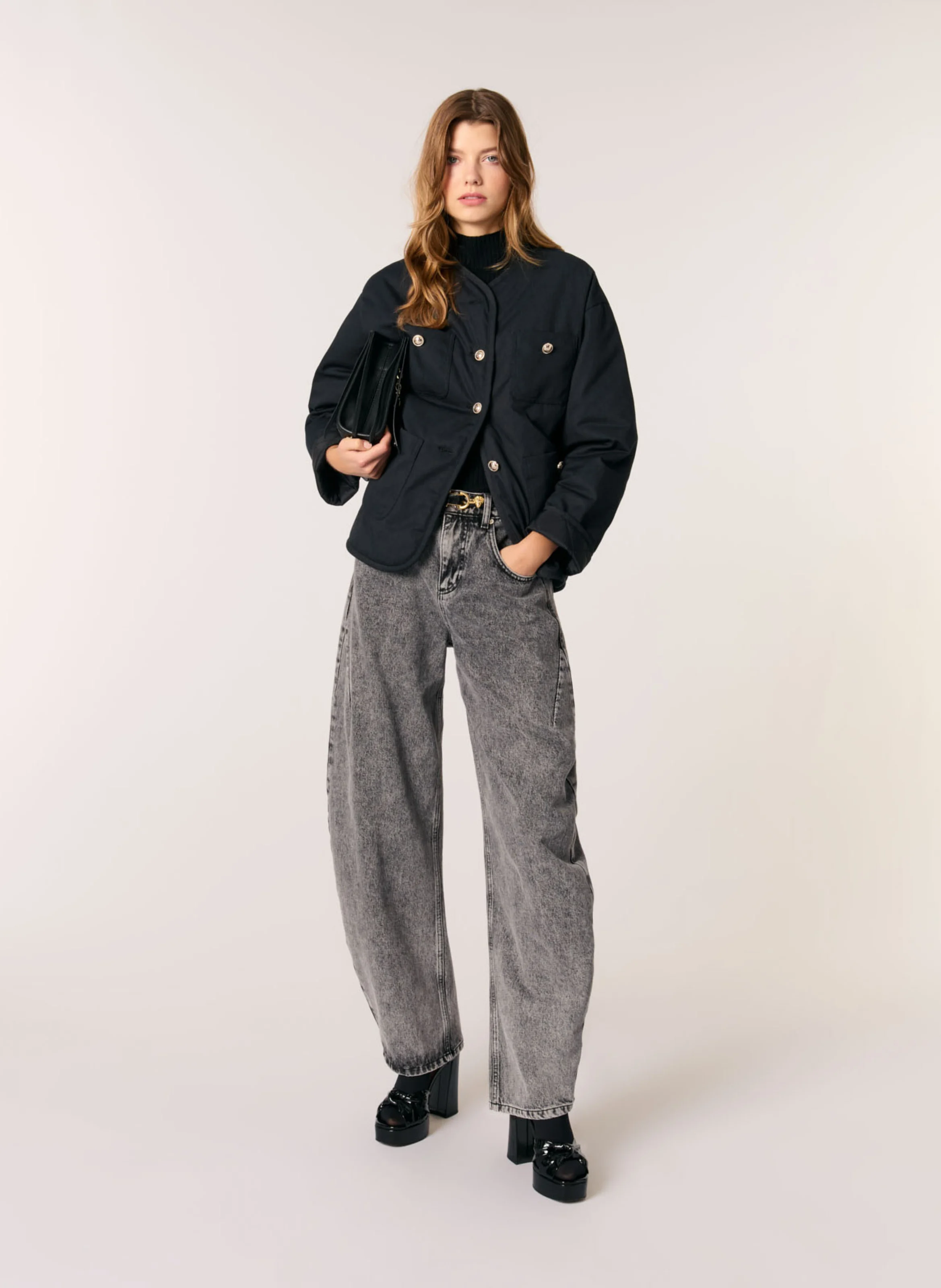 Manteau col rond| Noir