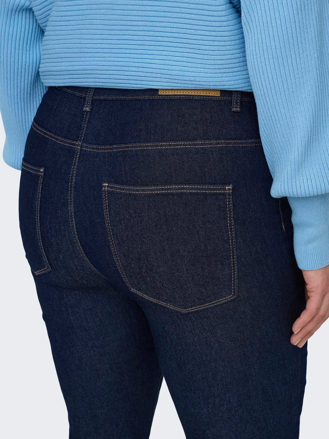 CARMILA-IRIS Hohe Taille Skinny Fit Jeans Dark Blue Denim