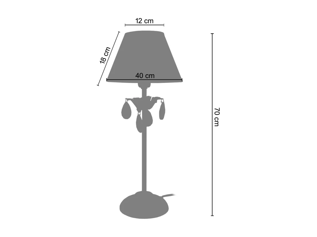 Lampe de chevet colonne métal blanc,transparent 47 cm.