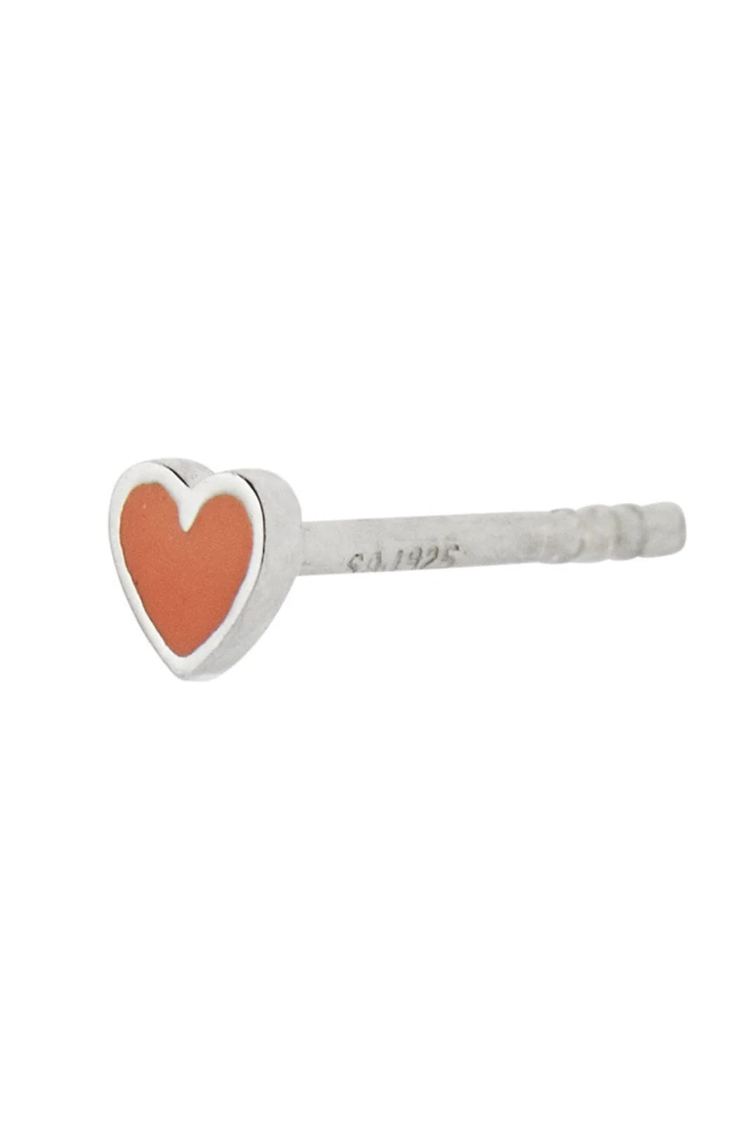 Stine A Petit Love Heart Coral Enamel Silver