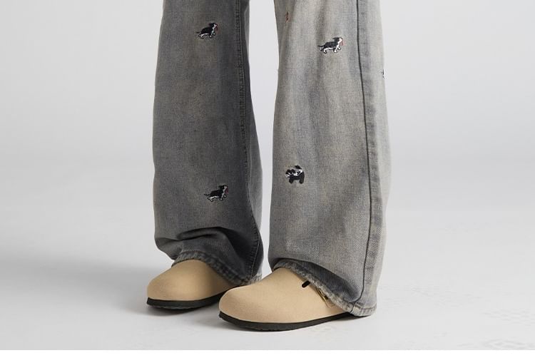 Mimiyox - High Waist Geborduurde Wijde Jeans