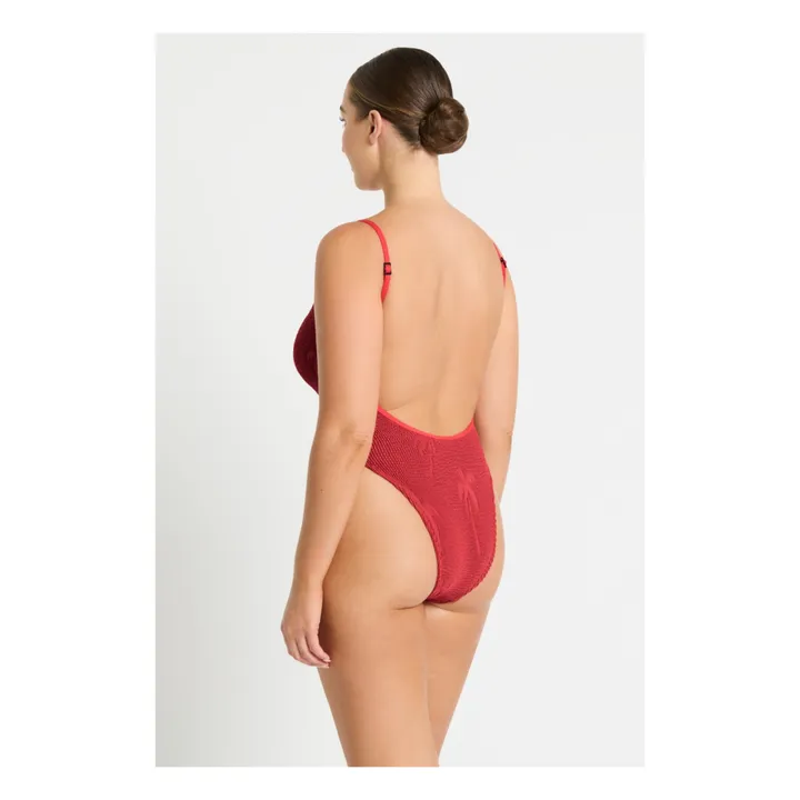 Bond-Eye Maillot 1 Pièce Low Palace Jacquard Palmier | Rouge