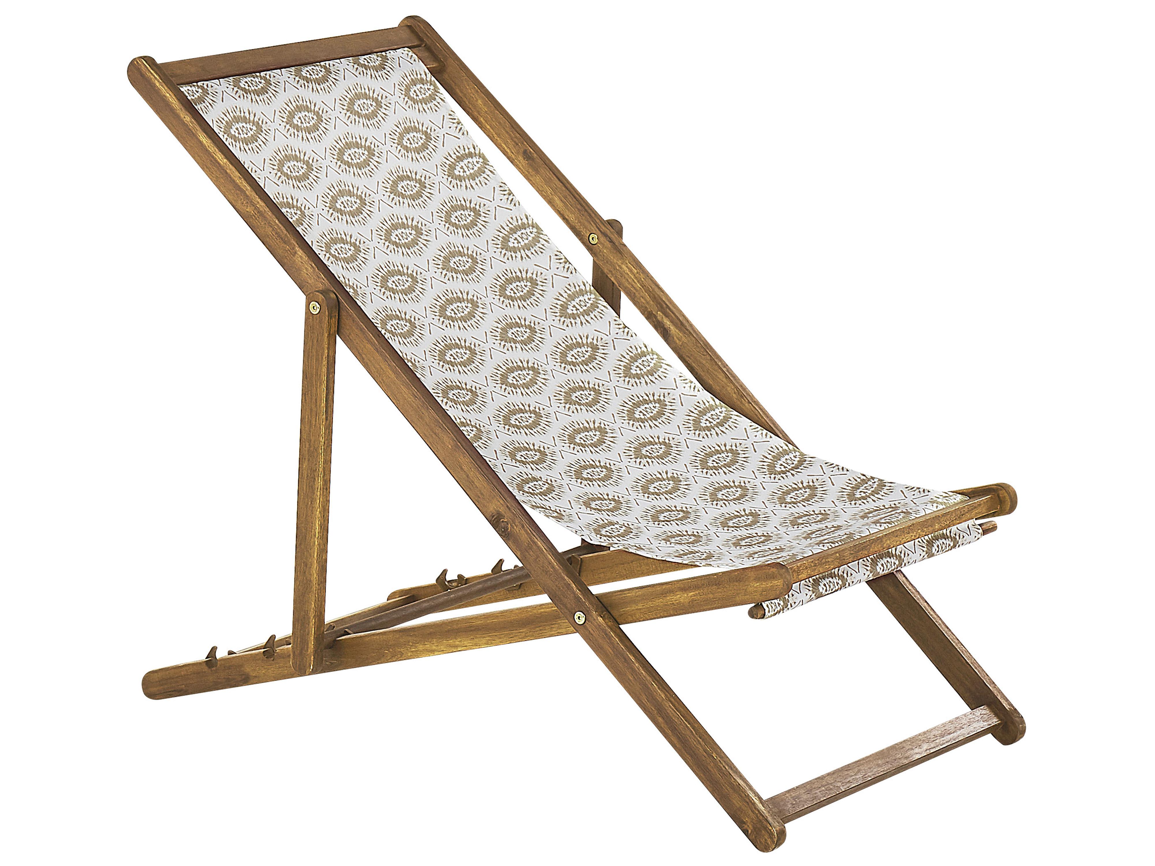 Set van 2 inklapbare ligstoelen ANZIO met vervangingshoezen Abstract motief Acaciahout Lichtbruin