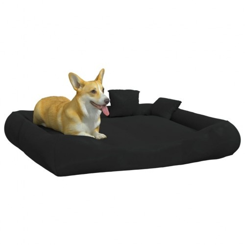 Cama retangular acolchoada preta para animais de estimação Vidaxl