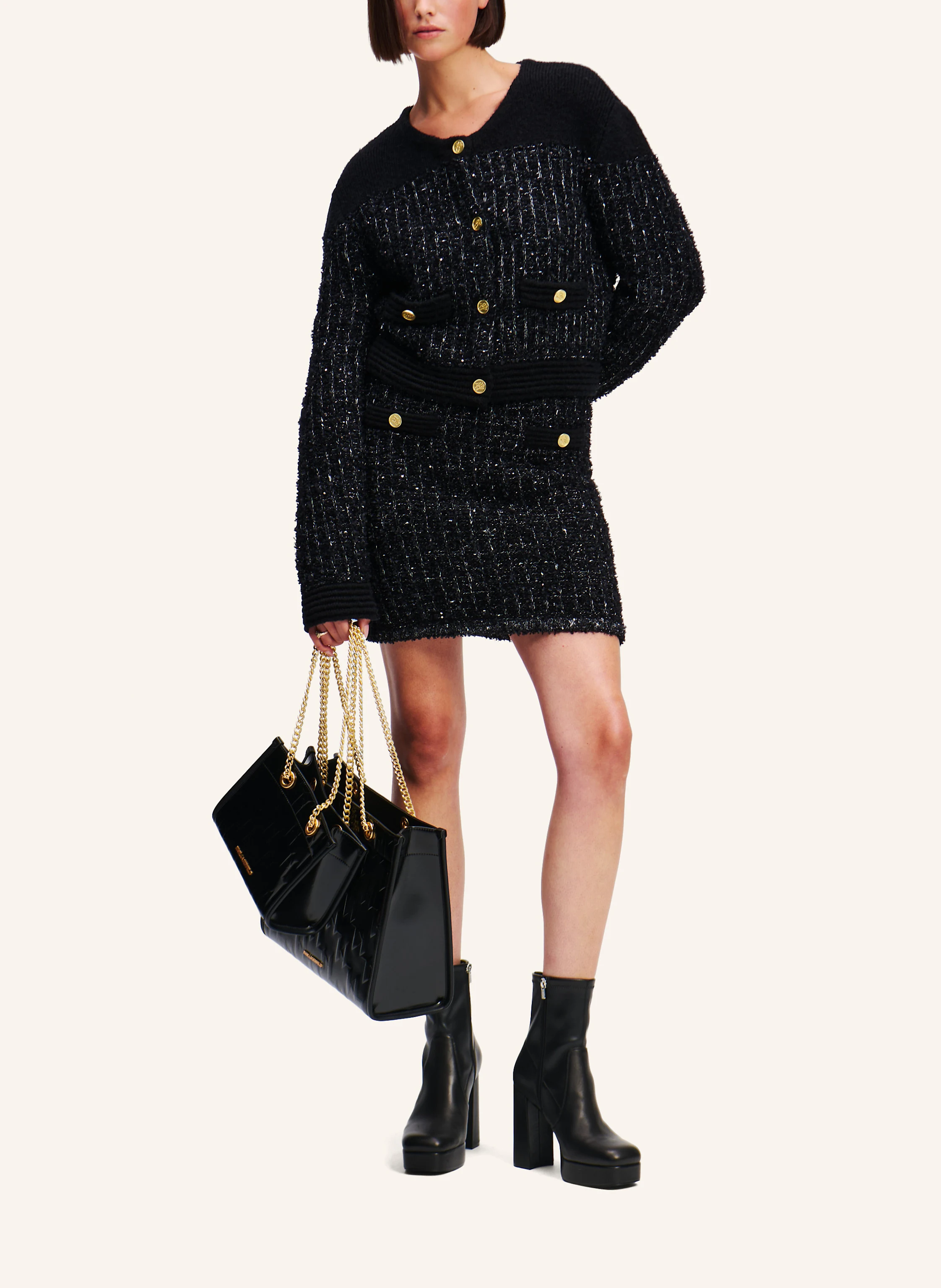 KARL LAGERFELD KARL ESSENTIAL STRICKROCK AUS BOUCLÉ