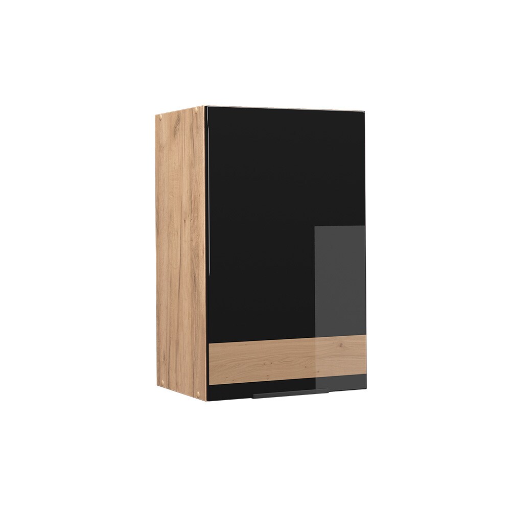Vicco Hängeschrank Küchenschrank Küchenmöbel Fame-Line Eiche Schwarz 45 cm modern Hochglanz