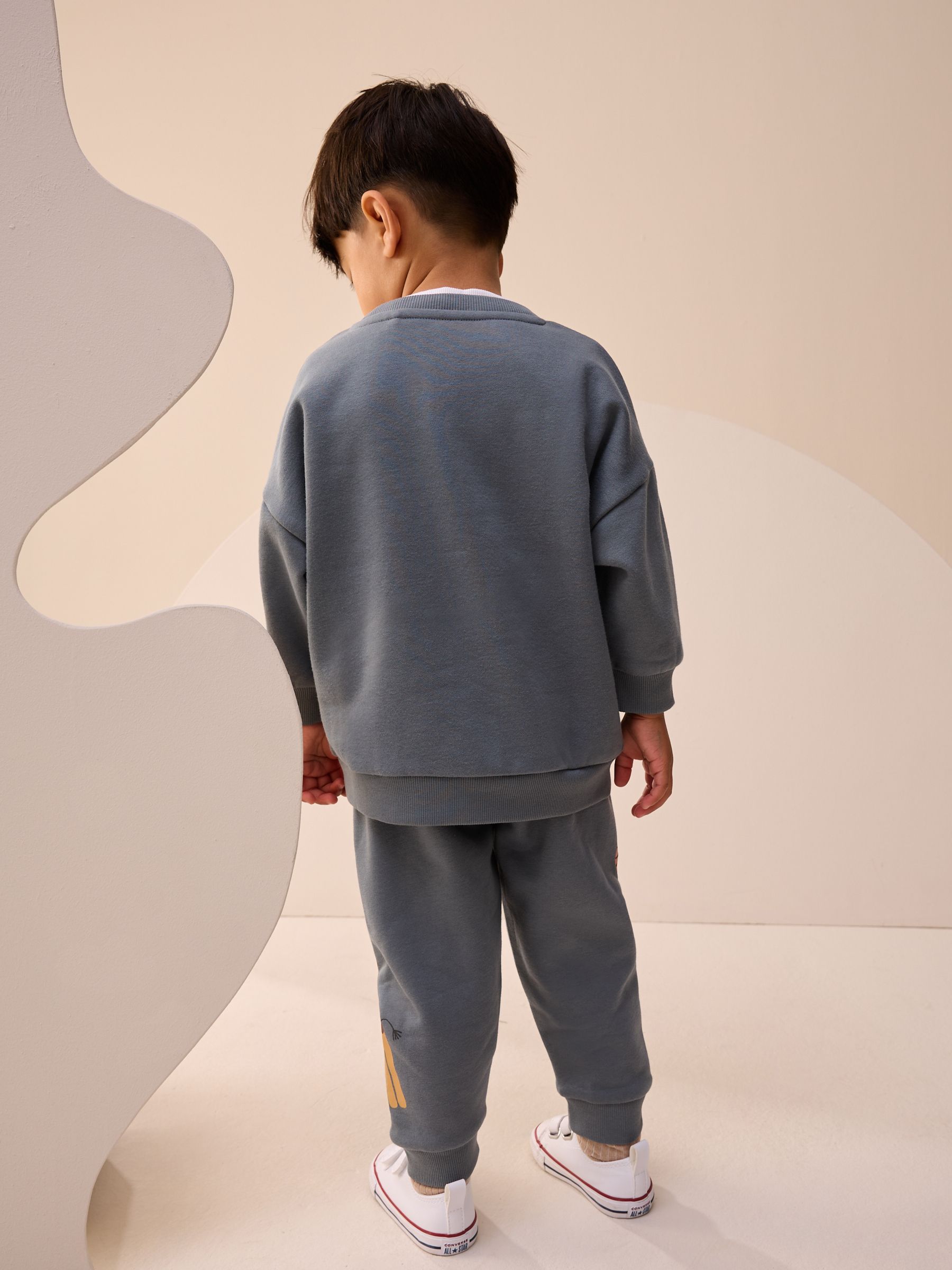 Blauw met safaridieren - Set met sweatshirt en joggingbroek (3mnd -7jr)