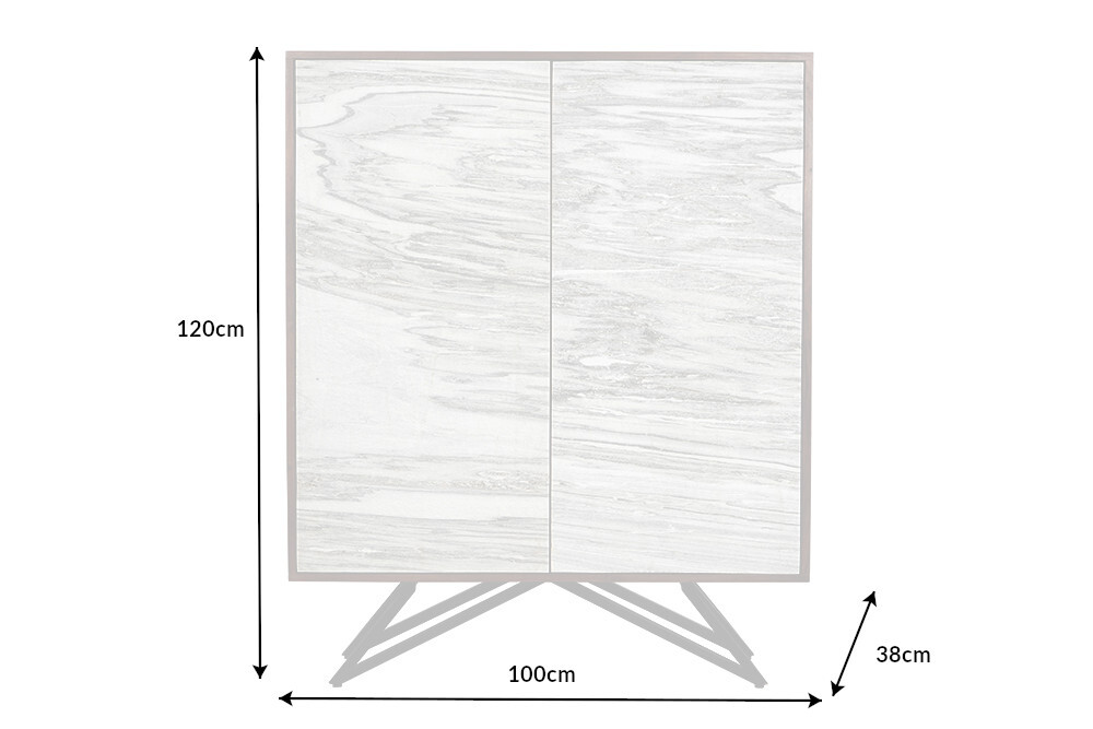 Massivholz Highboard MOUNTAIN SOUL 120cm echter Naturstein weiß Akazie Schrank Marmor-Design
