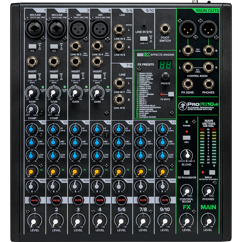 Mackie ProFX10v3 FX-mixer met USB-interface