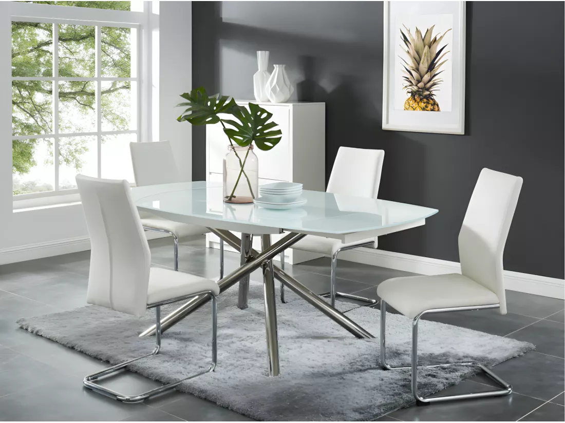 Lot de 4 chaises PAULINE - Simili - Blanc