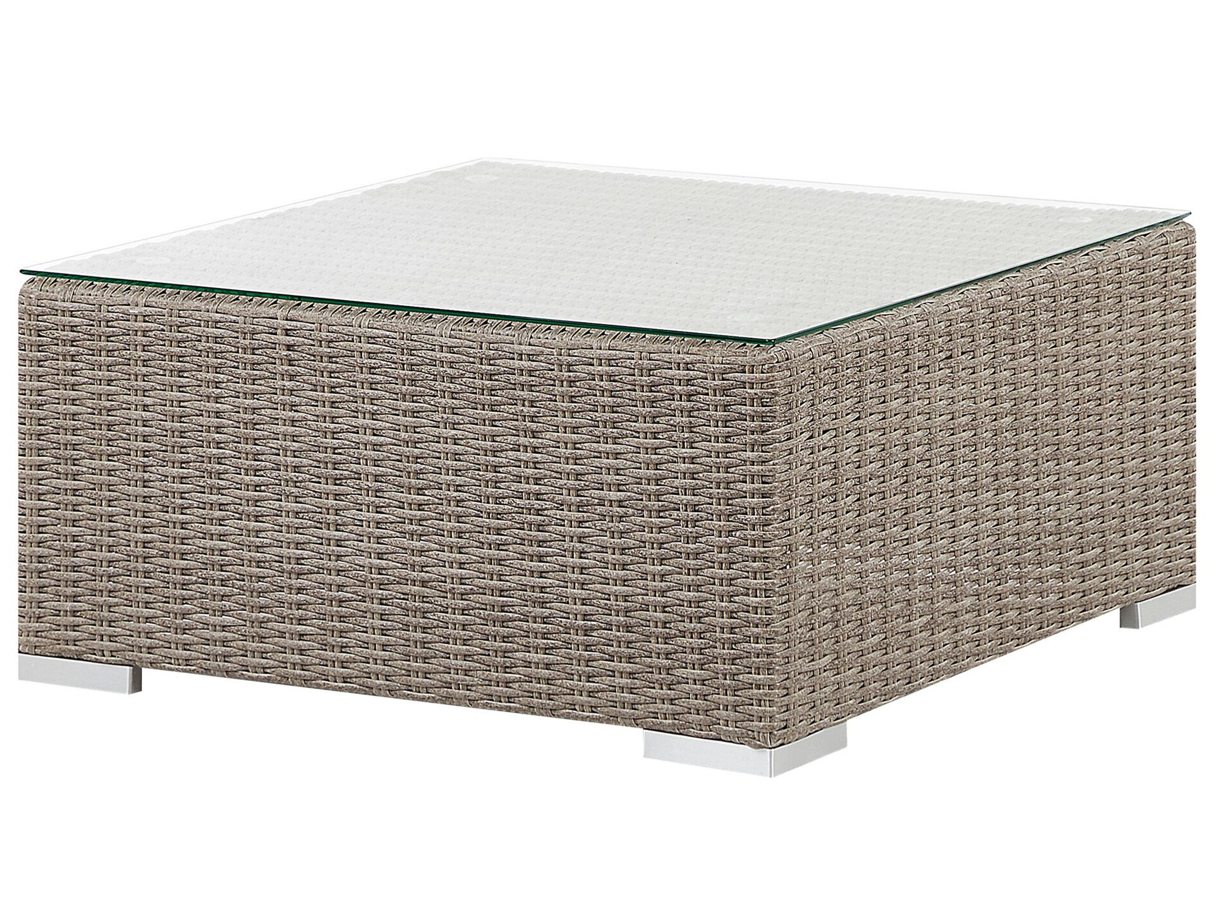 Loungeset met tafel 6-zits CONTARE linkszijdig modulair PE rotan Taupe