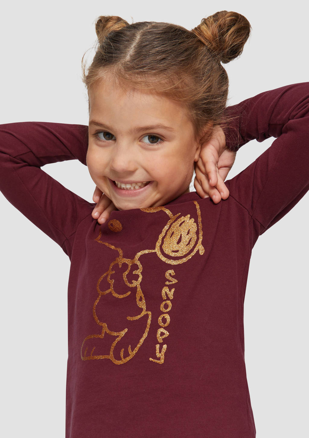 s.Oliver longsleeve Snoopy met printopdruk donkerrood