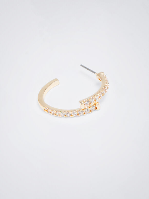 Brincos de argola com zircônia cúbica - Dourado
