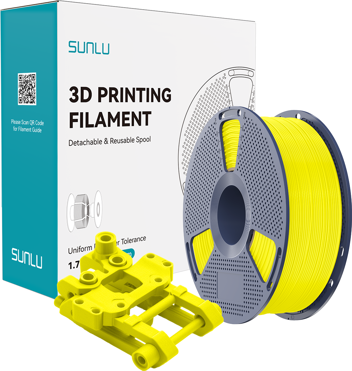 SUNLU  ABS Yellow, 1,75 mm / 1000 g    Thermoplastisches Filament für den Druck von robusten Teilen in Yellow