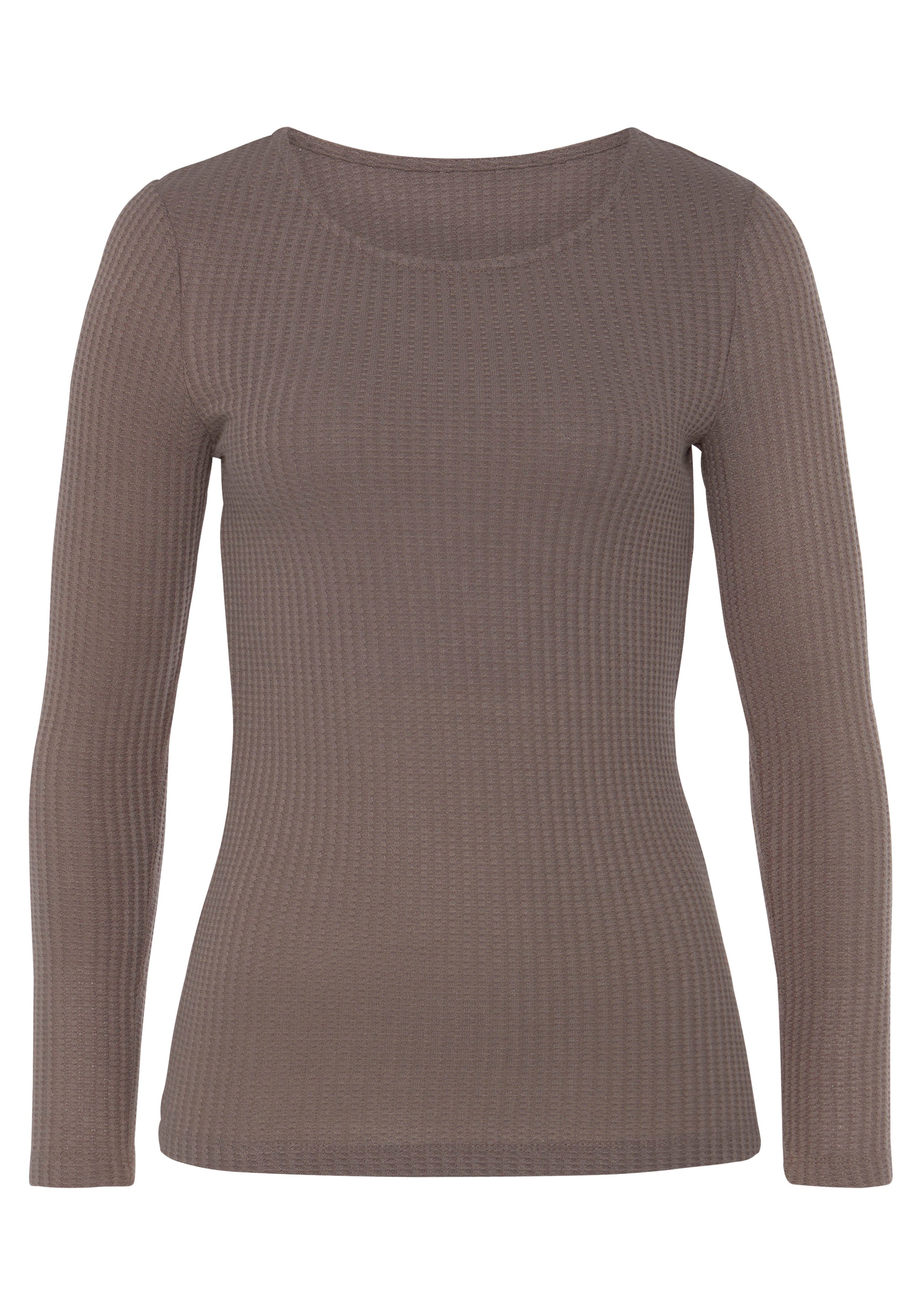 LASCANA Langarmshirt »in modischer Piqué-Optik«, aus weicher Qualität mit Viskose