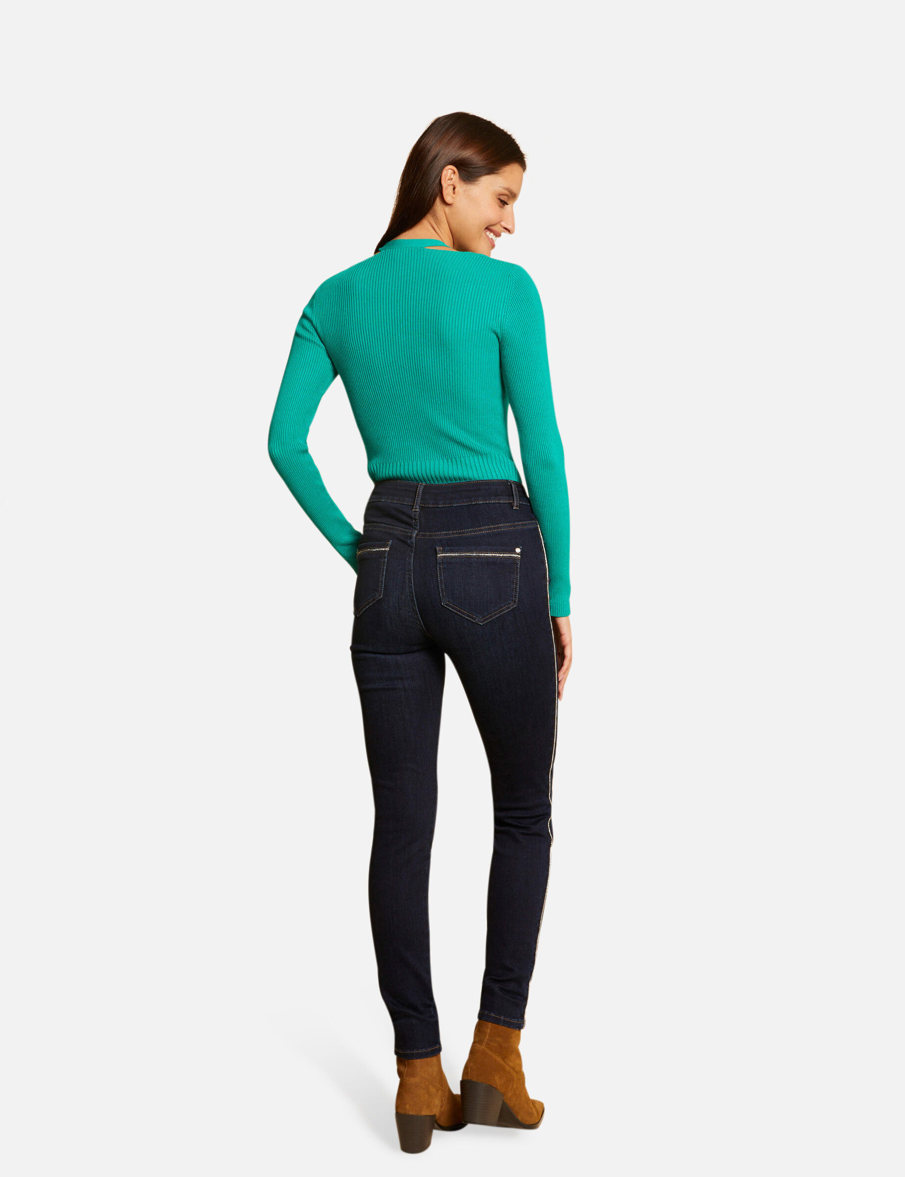 Pull manches longues avec boutons vert moyen femme - vert_moyen
