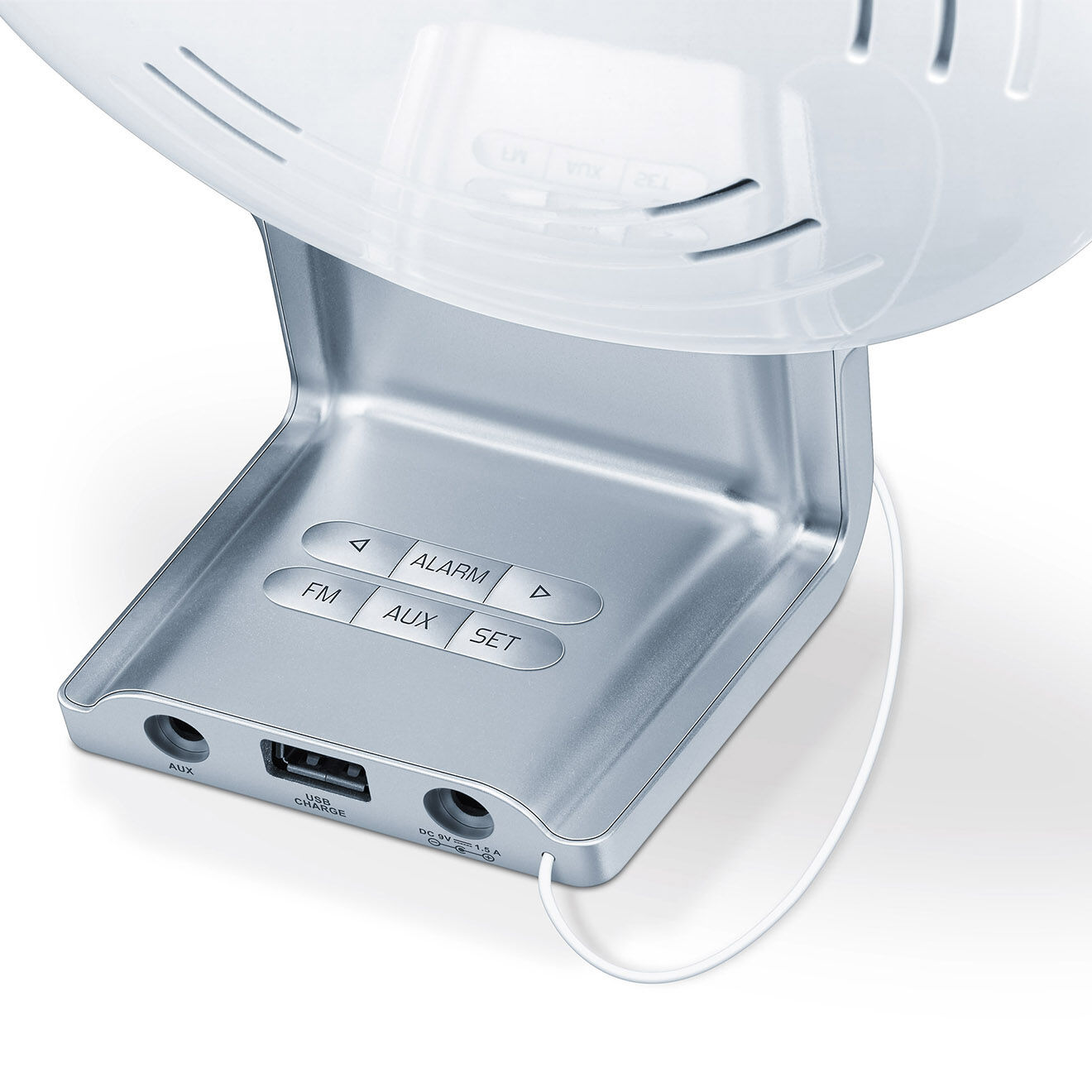 Beurer Radio-réveil lumineux connecté via Bluetooth & USB blanc
