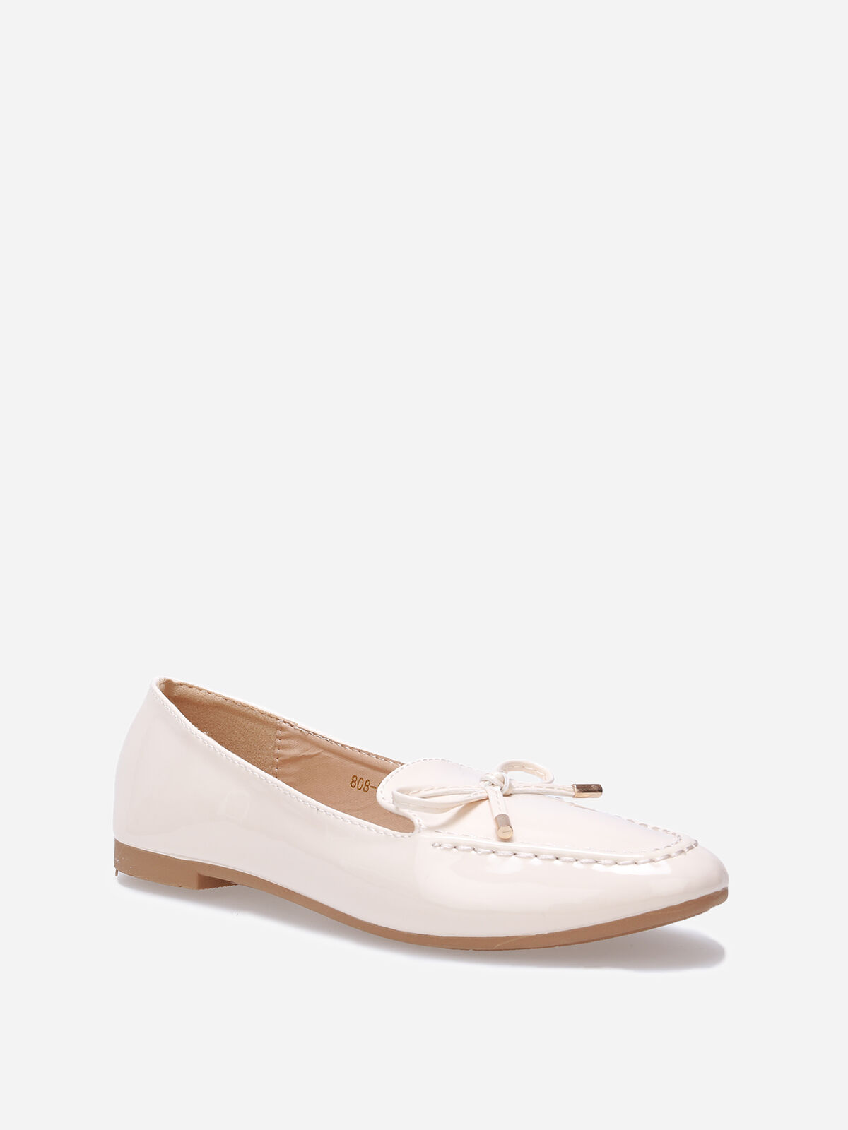 Mocassins slippers vernis à noeud- Beige