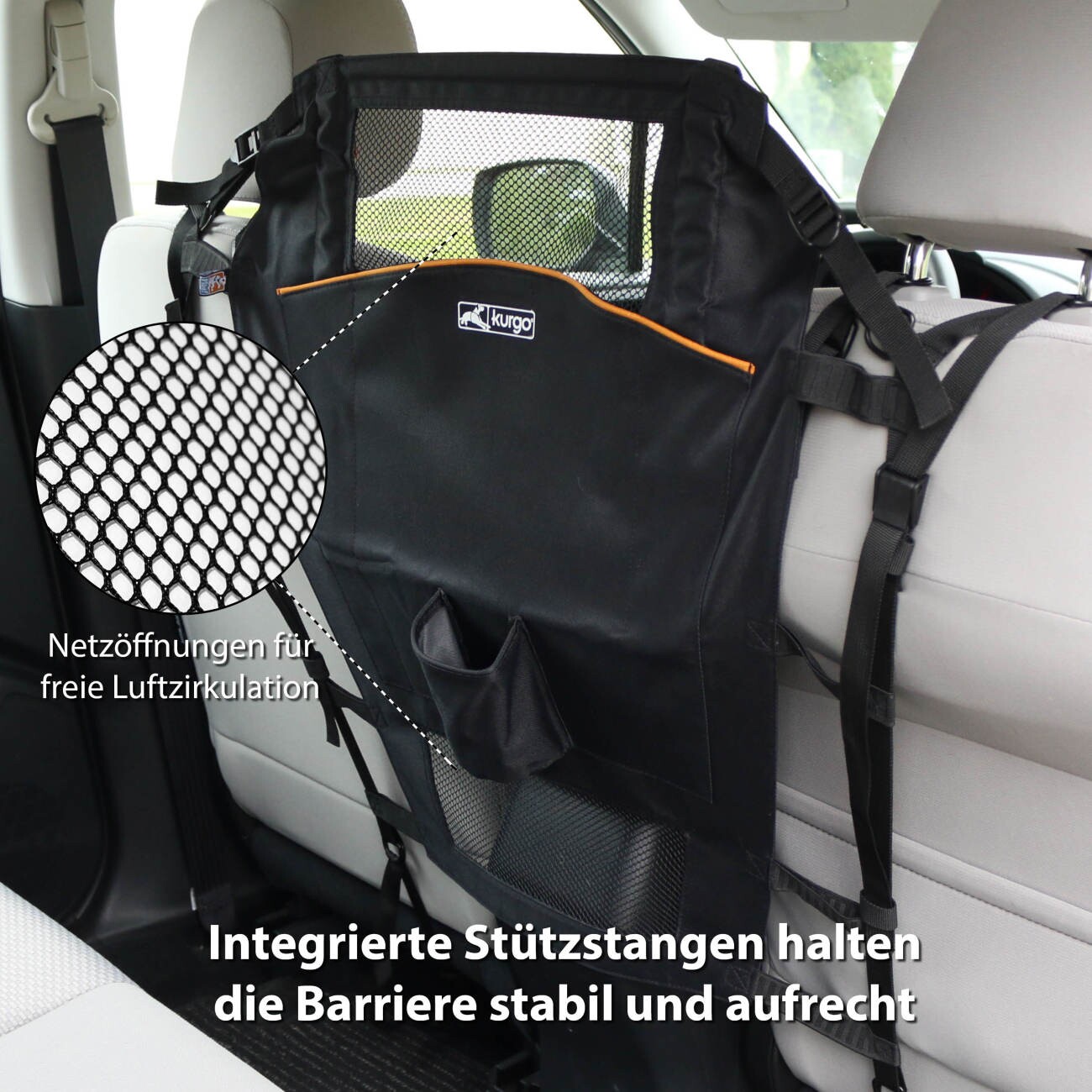 Kurgo Rücksitz-Trennwand für Hunde, Schwarz