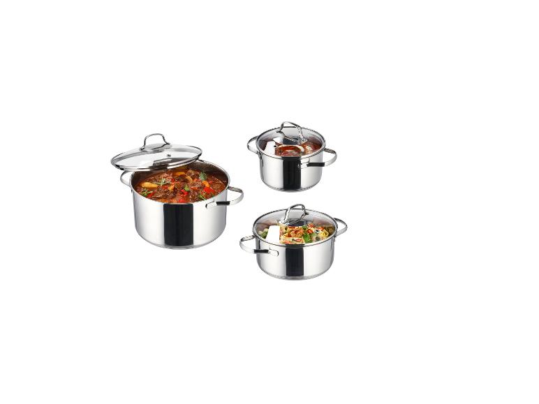 Set van 3 RVS kookpannen