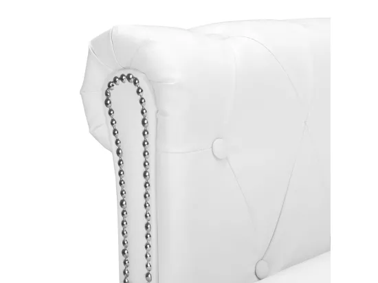 NETTLIFE Canapé Chesterfield en forme de L cuir synthétique blanc