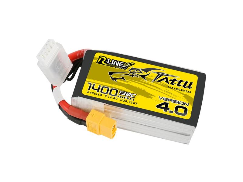 Tattu RC-Akku LiPo 1400 mAh 14.8 V 130C R-Line V4 4S LiPo Akku mit XT60 Stecker