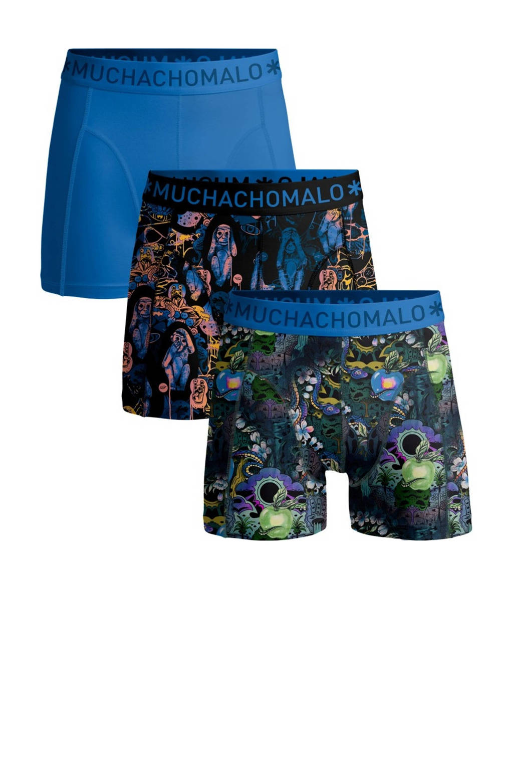boxershort Fruitnoveil - set van 3 blauw/donkerblauw/groen