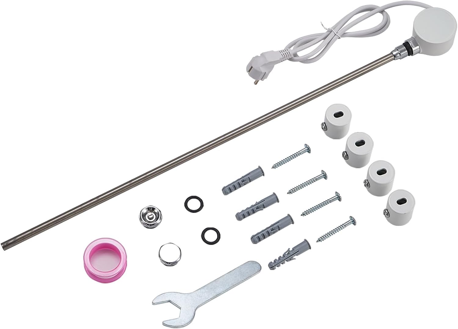 Badheizkörper Elektrisch mit Thermostat 1540x500mm, Weiß Handtuchtrockner Elektrisch Flach Design Handtuchheizkörper Seitenanschluss mit Heizstab Timer Handtuchwärmer 1000W