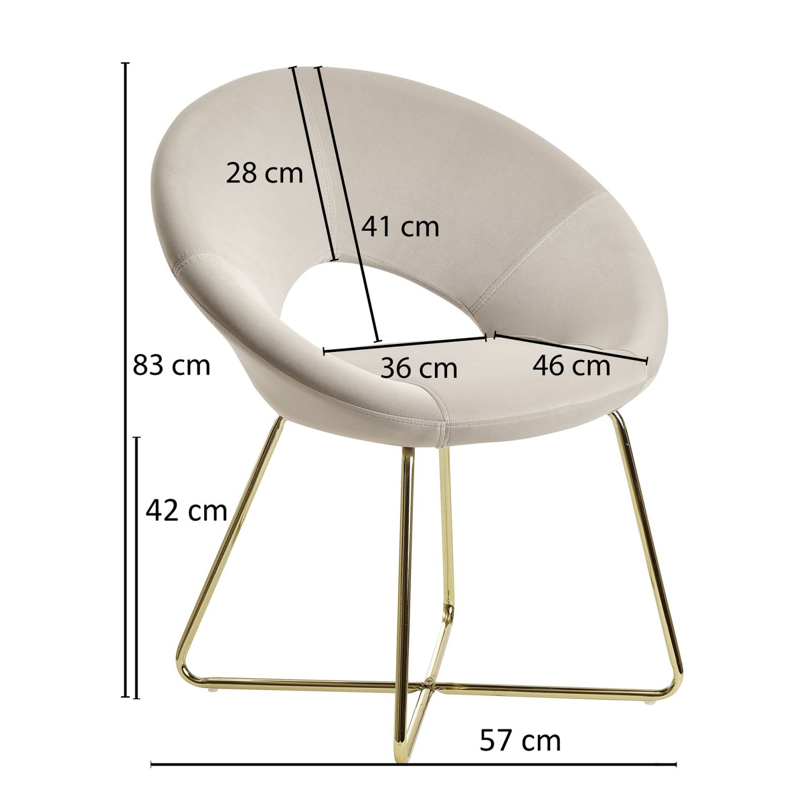 Esszimmerstuhl - beige - goldene Metallbeine