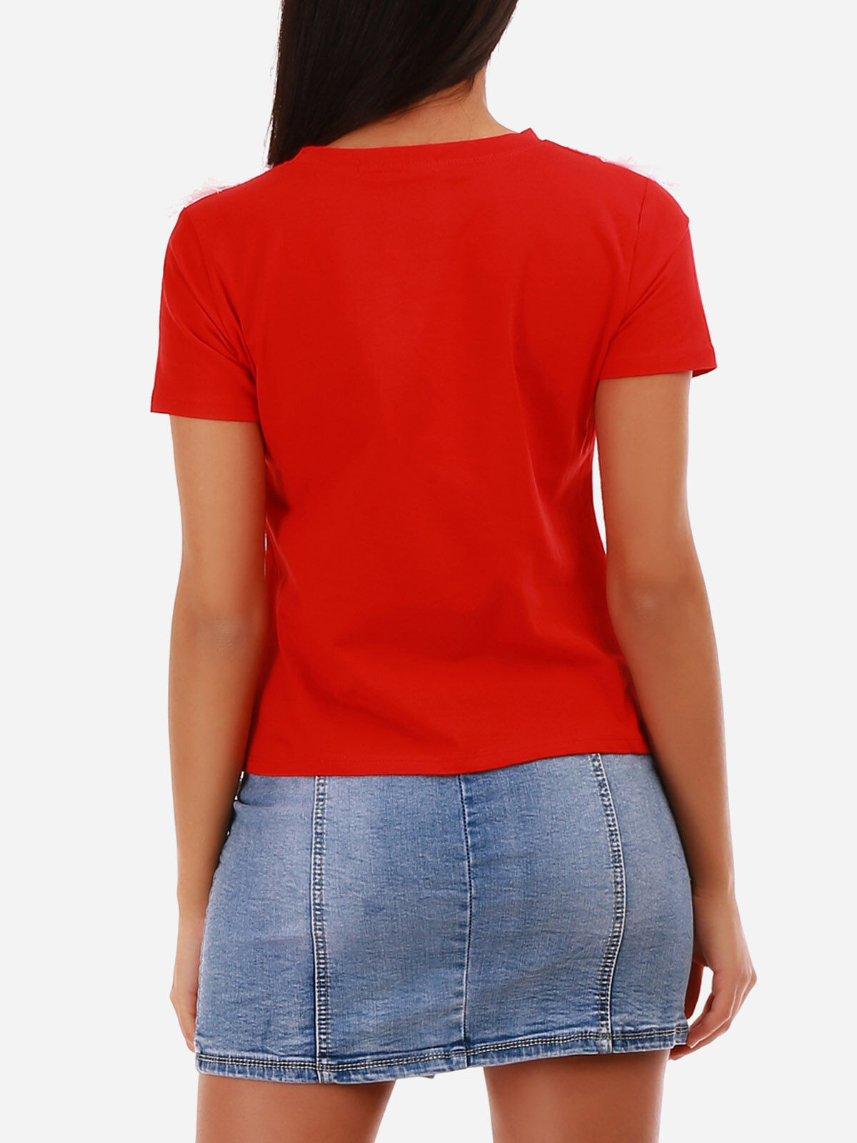 T-shirt motif à sequins- Rouge