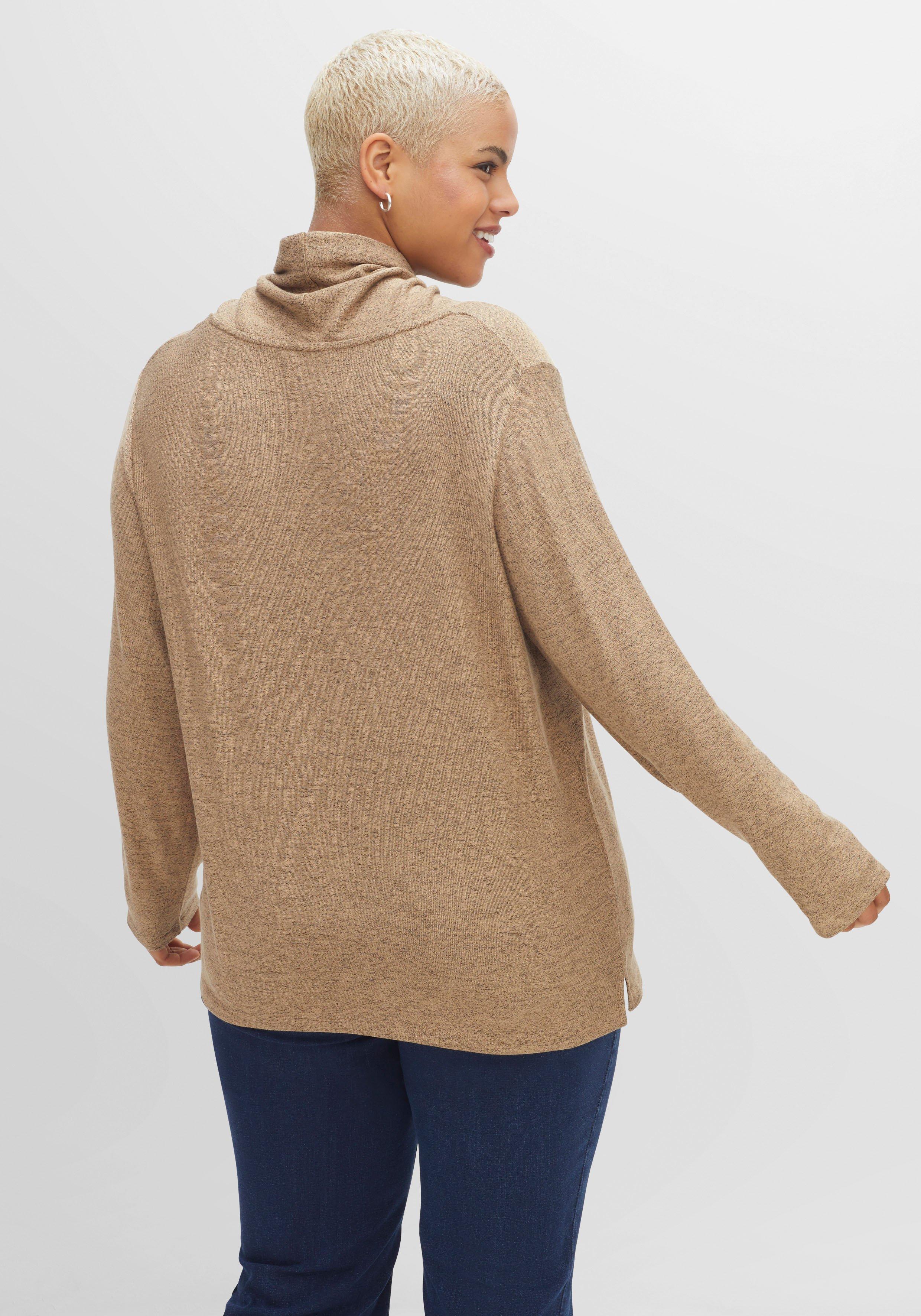 Feinstrickpullover mit Tunnelzug am Kragen