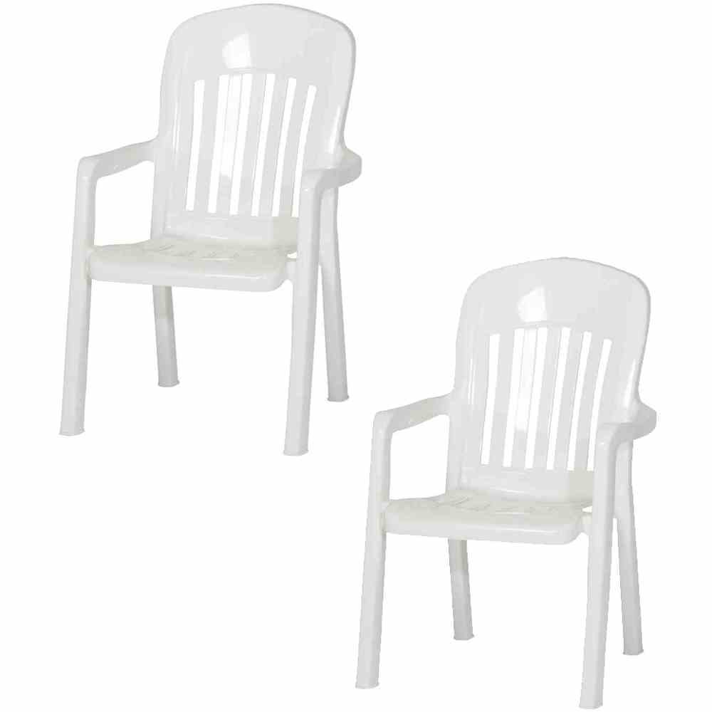 2er-Set Gartenstühle COMTESSE - weiß - stapelbar