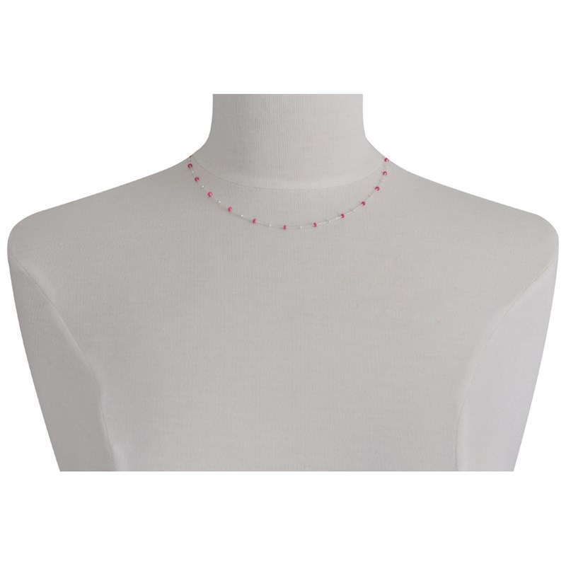 Collier Argent Perles Émaillées et Perles Argent