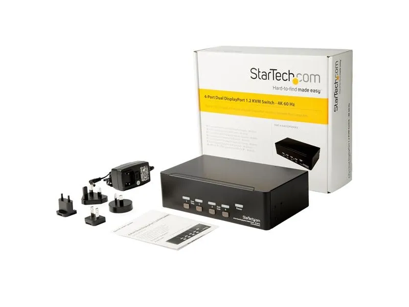StarTech.com DisplayPort KVM - 4 port - 4K 60Hz - Dual Monitor KVM - DisplayPort Switch - KVM DisplayPort - Desktop KVM Switch (SV431DPDDUA2) - KVM / audio / USB switch - 4 x KVM / audio / USB - 1 lokalbruger - monterbar på stativ, desktop
