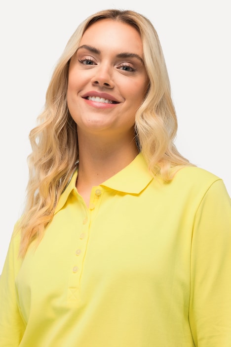 Poloshirt, Piqué, Polokragen, Samt-Knopfleiste, Halbarm