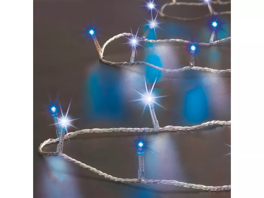 Guirlande Lumineuse Extérieur 50 mètres 500 LED Blanc & Bleu 8 jeux de lumière