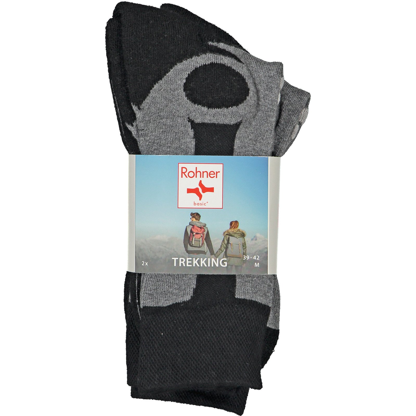 Rohner Trekkingsocken, 2 Paar 39-42, hellgrau