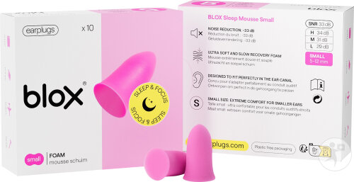 Blox Bouchon Oreille Sleep & Focus Mousse Small Rose 5 Paires