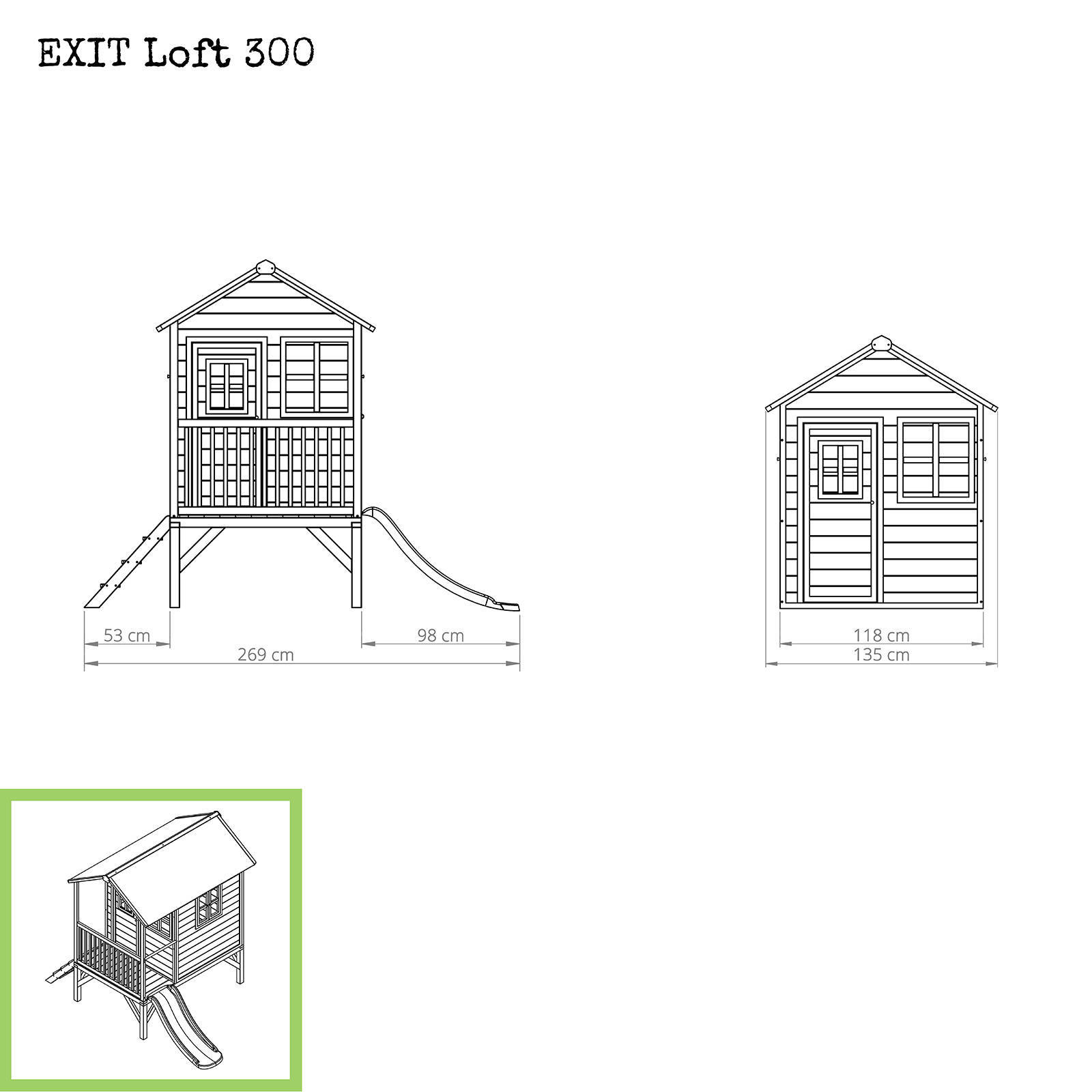 EXIT Loft 300 Loft 300 houten speelhuis - rood