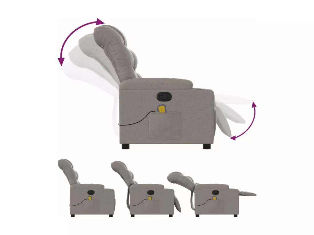Fauteuil massant inclinable Taupe Tissu