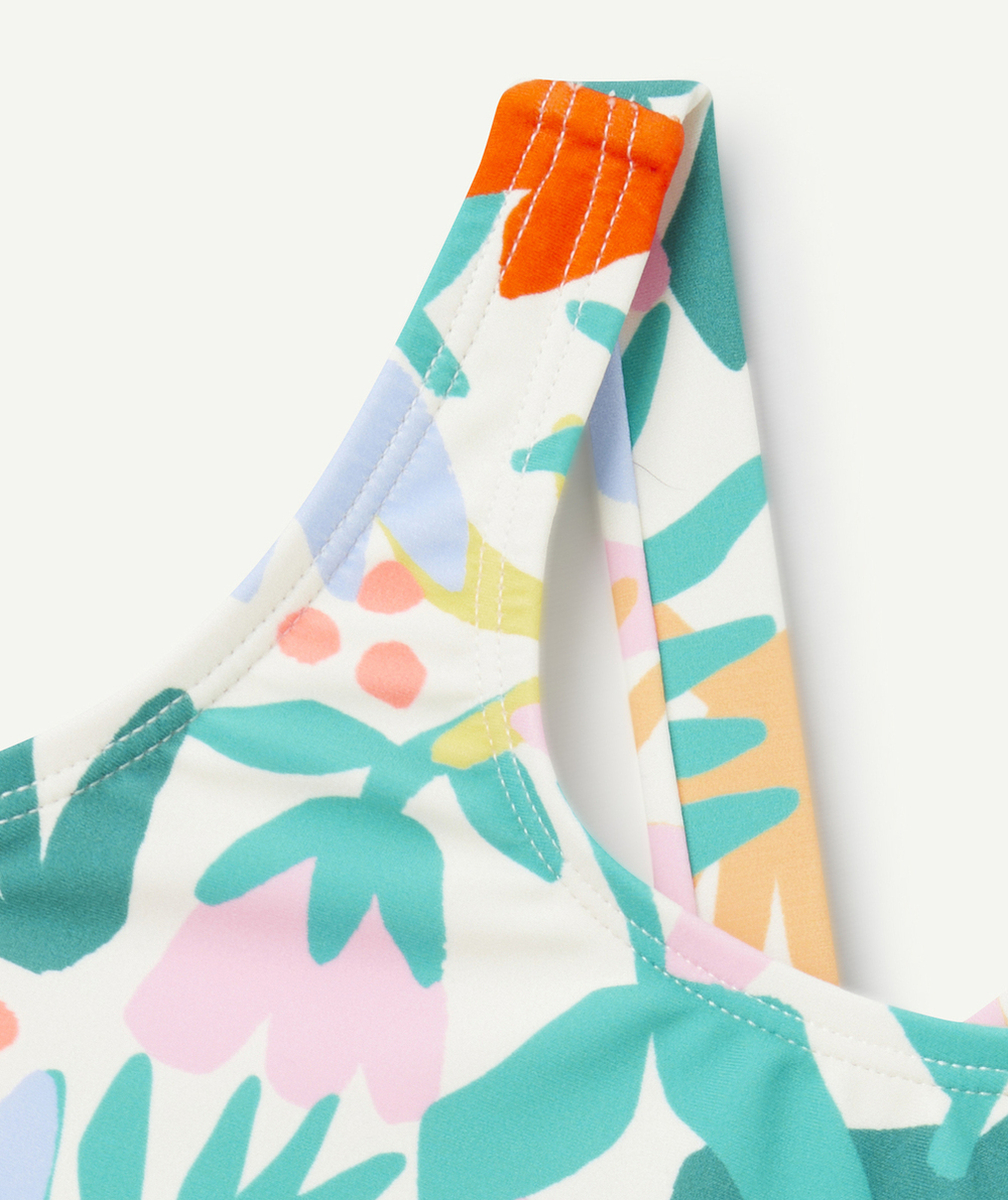 MAILLOT DE BAIN 1 PIÈCE BÉBÉ FILLE EN FIBRES RECYCLÉES IMPRIMÉ TROPICAL