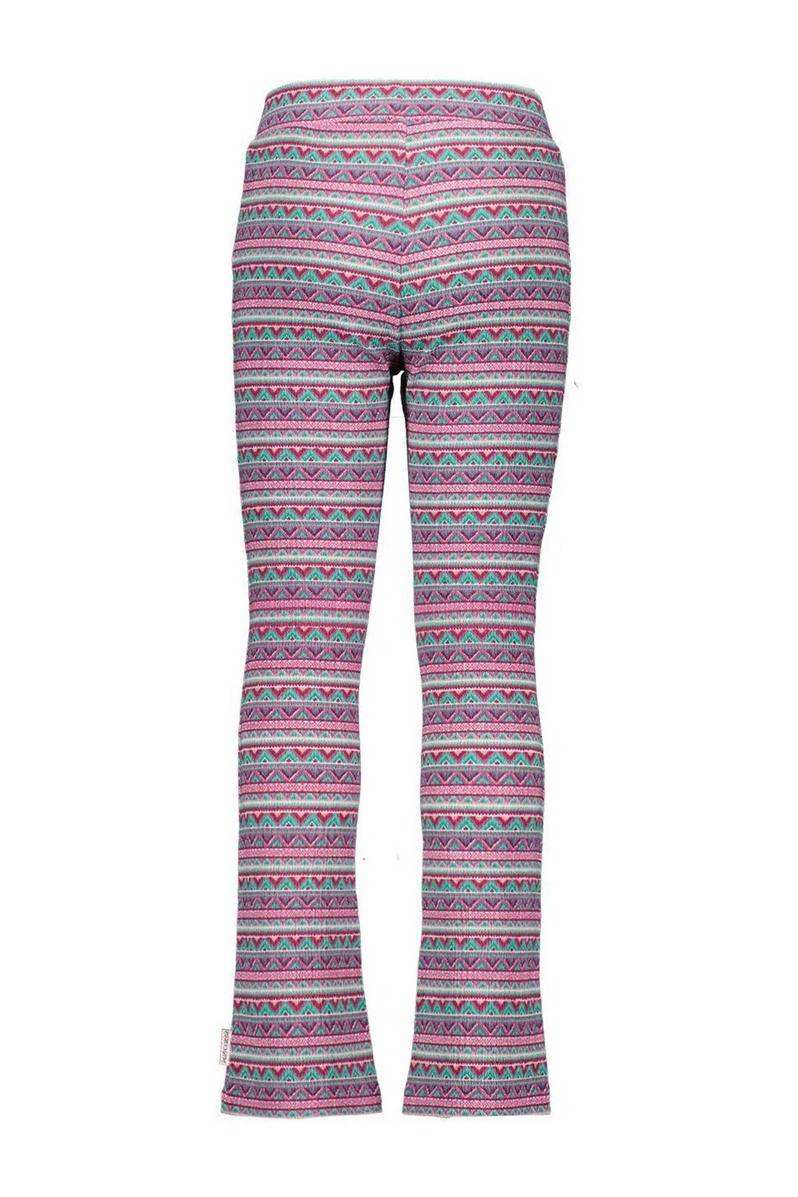 B.Nosy flared broek met all over print roze/mintgroen