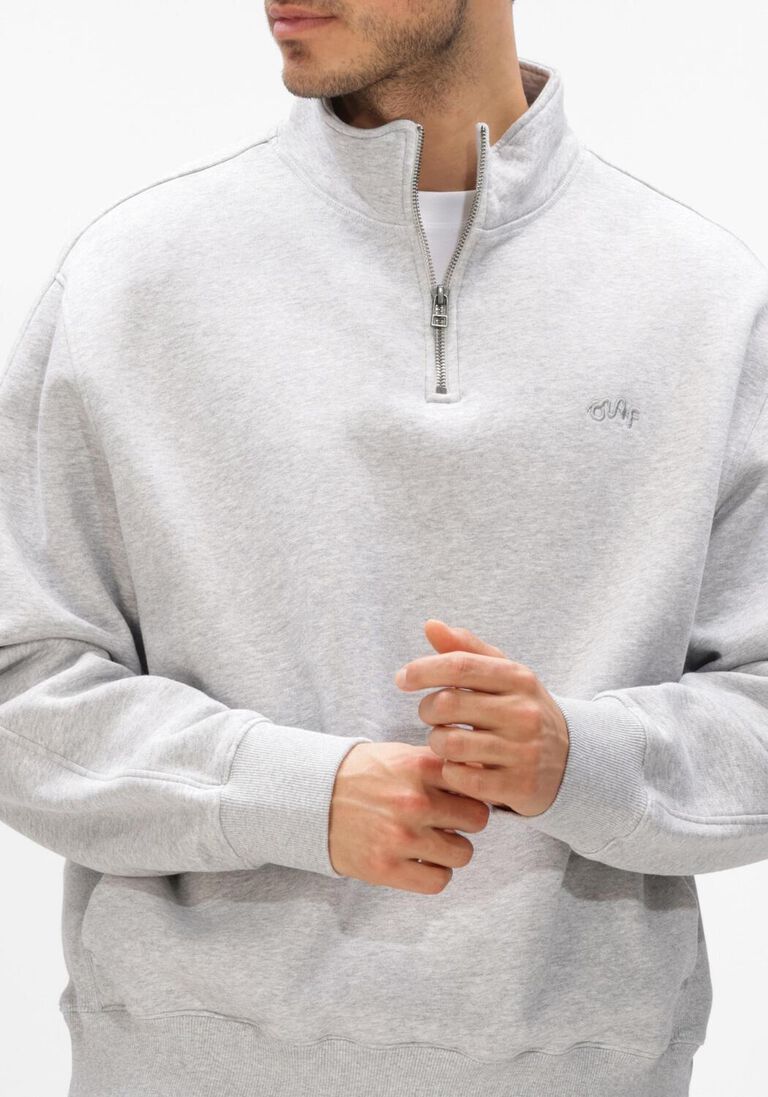 grijze olaf hussein trui signature zip mock