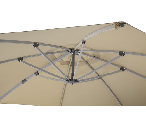Schneider Rhodos Rondo zweefparasol, 390 x 350 x 280 cm, polyester 200 g/m², zand