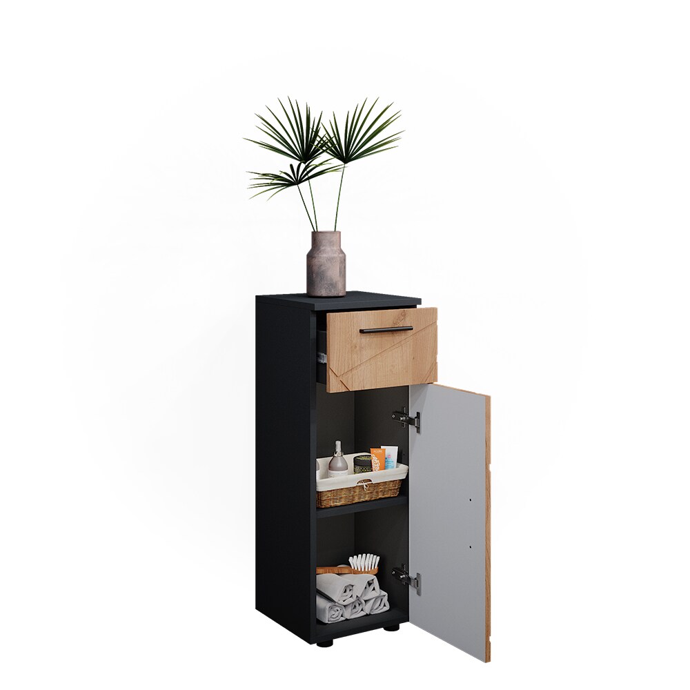 Vicco Midischrank Badschrank Badezimmermöbel Irma Anthrazit Eiche modern 30x81 cm Badezimmer Schrank Badmöbel Schranktür Schrankfach Schrankschublade Ablage Aufbewahrung