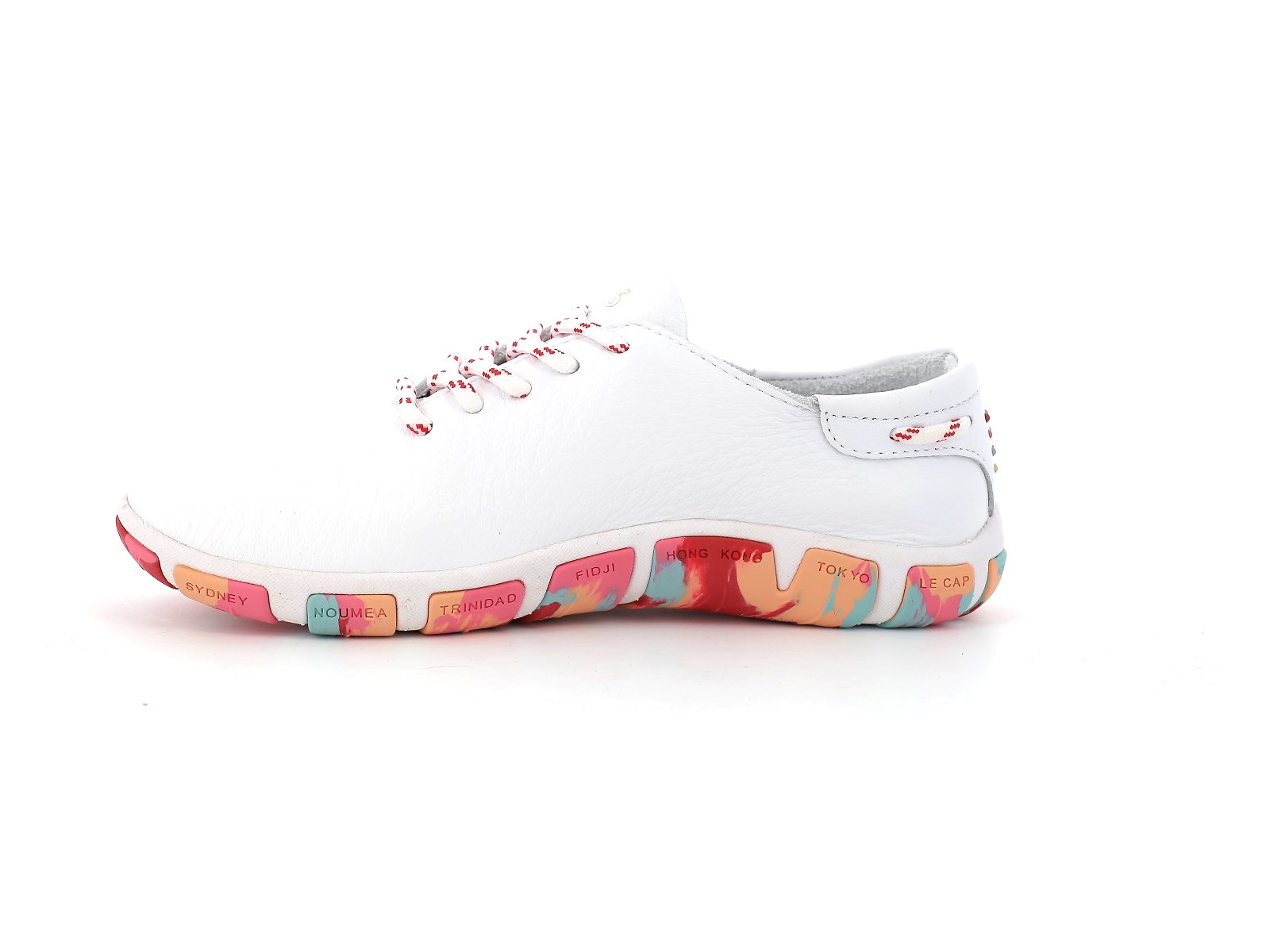 Tbs-JAZARU Cuir Blanc-Fushia
