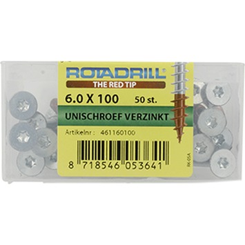 Rotadrill schroef universeel platkop torx verzinkt 6.0x100 mm 50 stuks